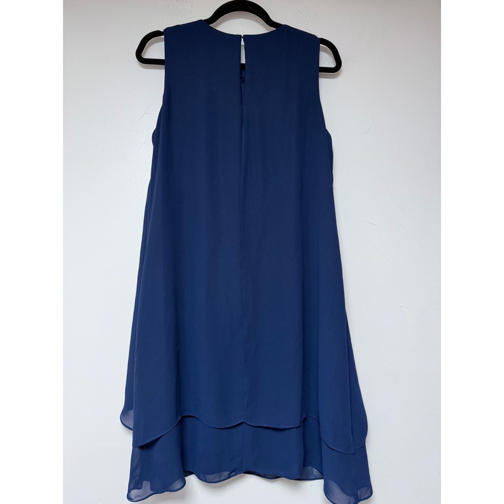 SLNY Navy Embellished Neckline Chiffon Overlay Dress Size‎ 10 - Picture 4 of 5